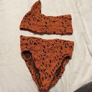 Hunza G Orange and Black Bikini